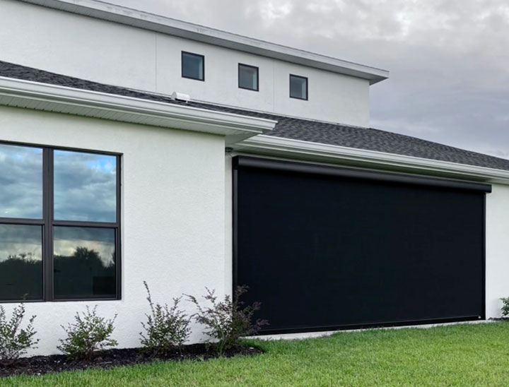 Hurricane screens on home in Florida.
