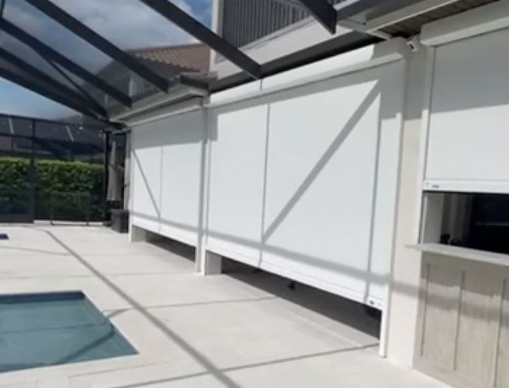 Hurricane screens on home in lanai.