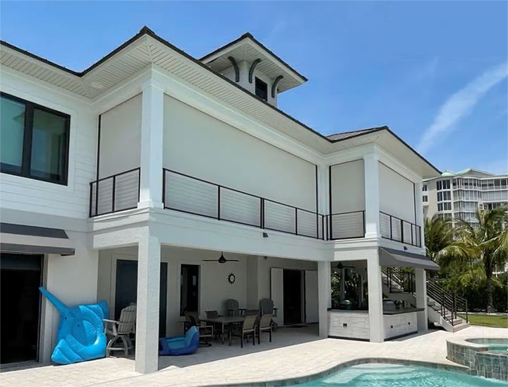 Hurricane screens on home in Florida.